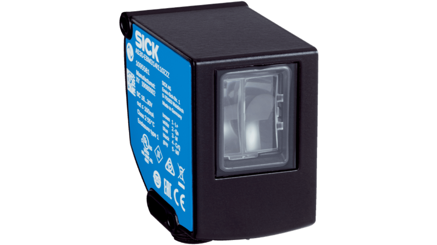 SICK Proximity System, Reflector Mode Photoelectric Sensor, Rectangular Sensor, 90 → 110 mm Detection Range