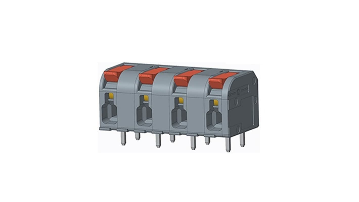 Amphenol Industrial QT04CDP83H0000G 基板用端子台, 10mmピッチ, 1列, 4極