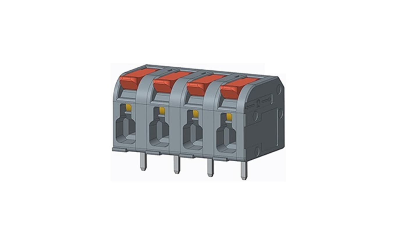 Amphenol Industrial QT06BSF83H0000G Series PCB Terminal Block, 6-Contact, 7.5mm Pitch, PCB Mount, 1-Row, Solder Pin