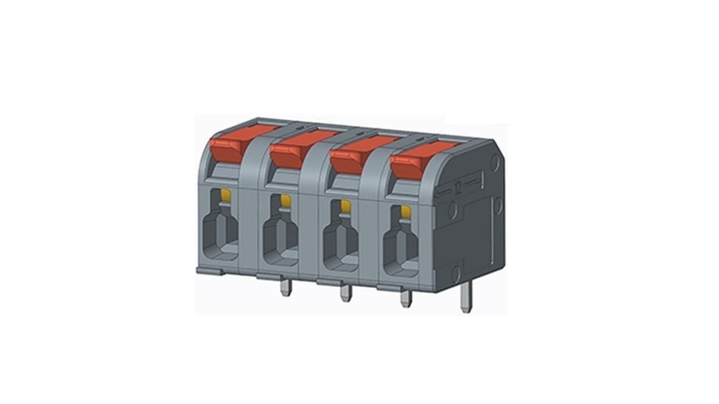 Amphenol Industrial QT08BSB83H0000G Series PCB Terminal Block, 8-Contact, 7.5mm Pitch, PCB Mount, 1-Row, Solder Pin