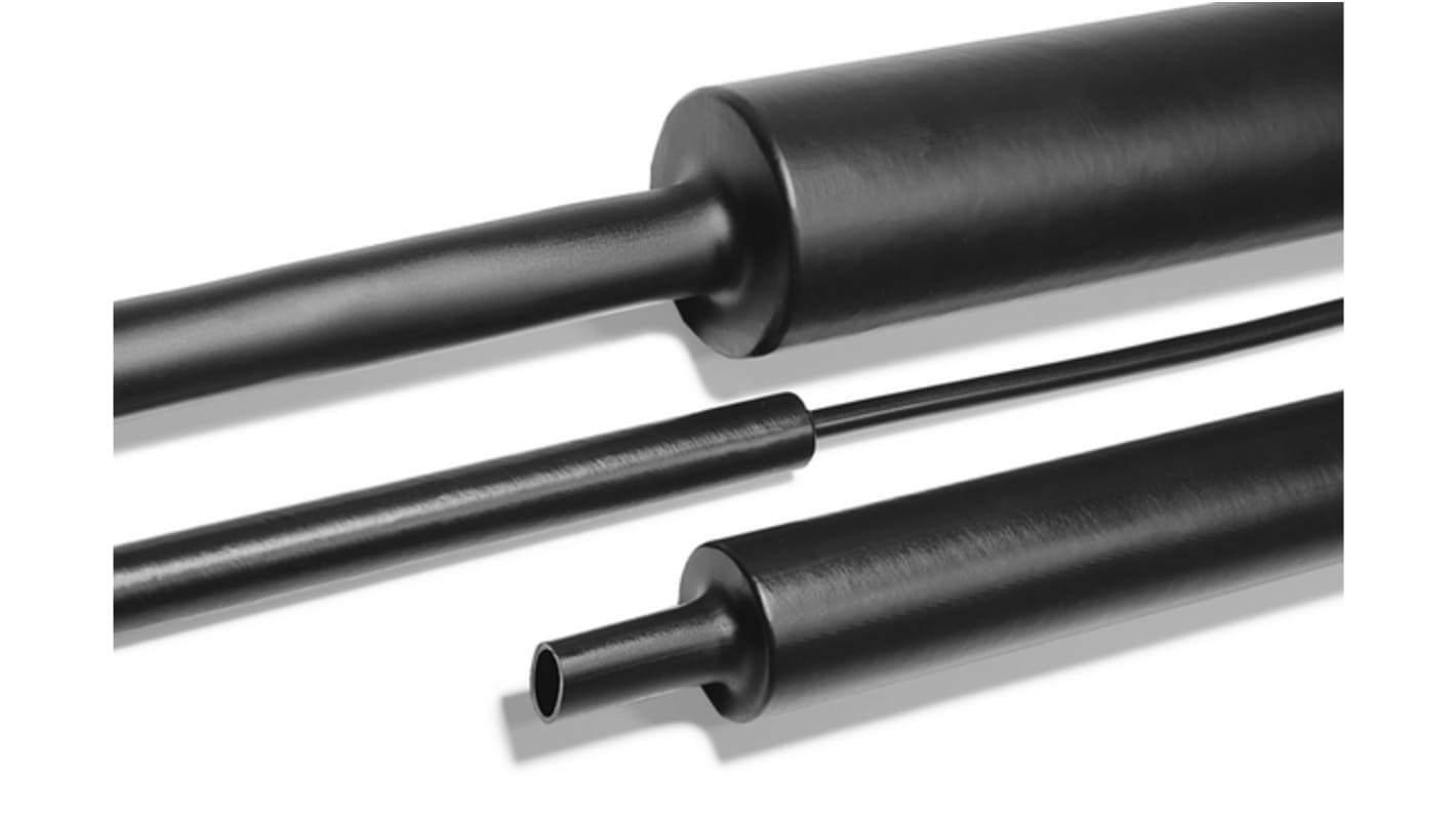 HellermannTyton Halogen Free Heat Shrink Tubing, Black 30mm Sleeve Dia. x 1m Length 4:1 Ratio, MU47 Series