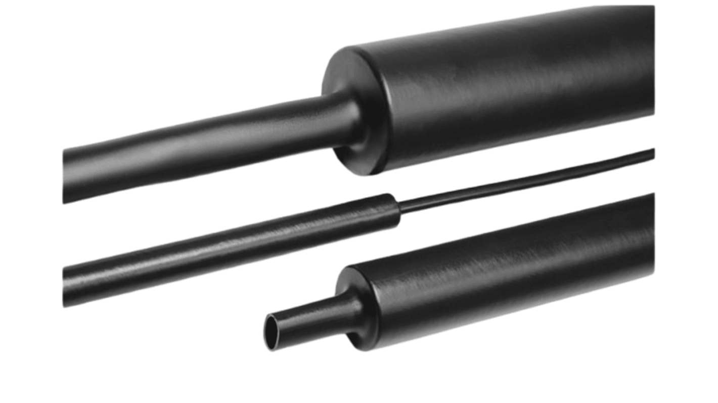 HellermannTyton Halogen Free Heat Shrink Tubing, Black 75mm Sleeve Dia. x 1m Length 4:1 Ratio, MU47 Series