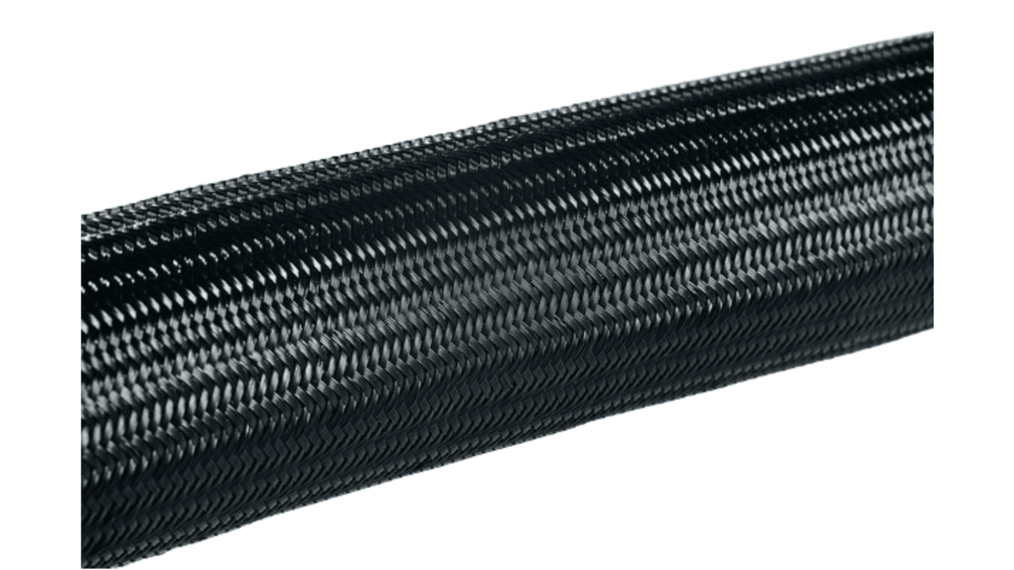 HellermannTyton Helagaine Kabelschlauch Schwarz Nylon 66 für Kabel-Ø 4mm bis 8mm, Länge 100m Umflochten Dehnbar