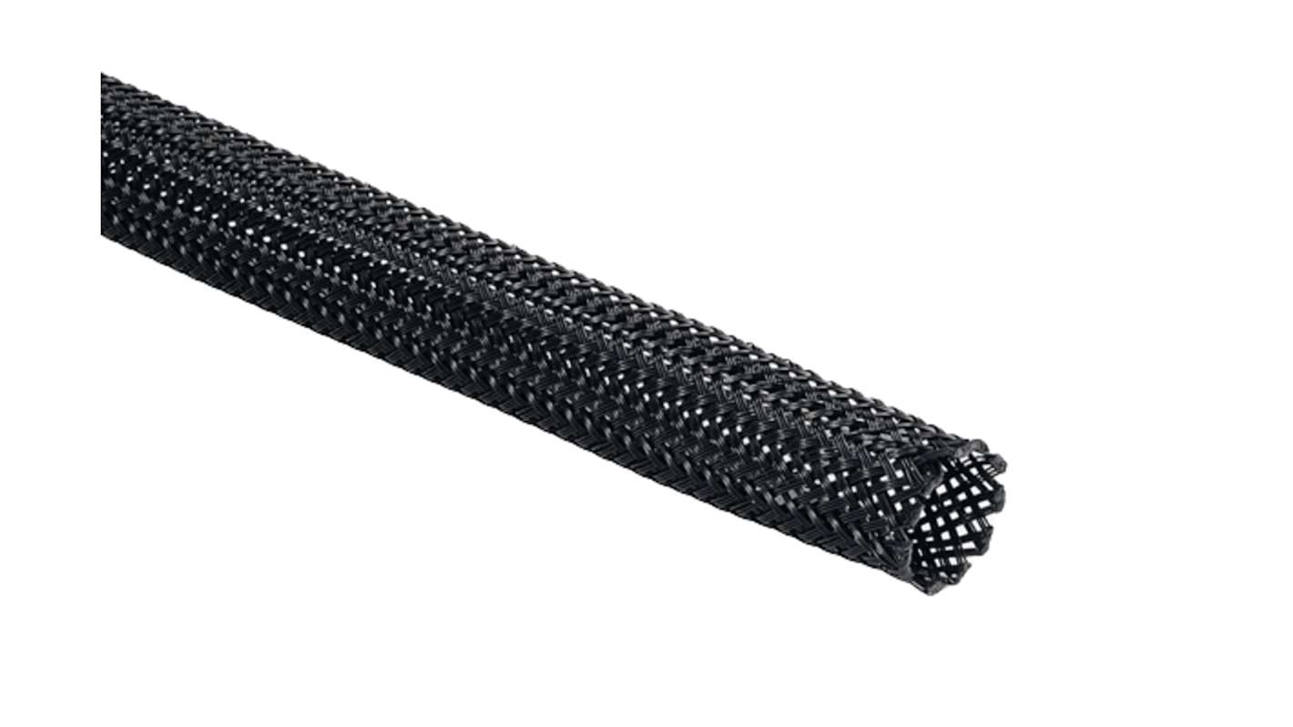 Funda de cable trenzada HellermannTyton HEG de Nylon 66 Negro, long. 100m, Ø 10mm, , extensible