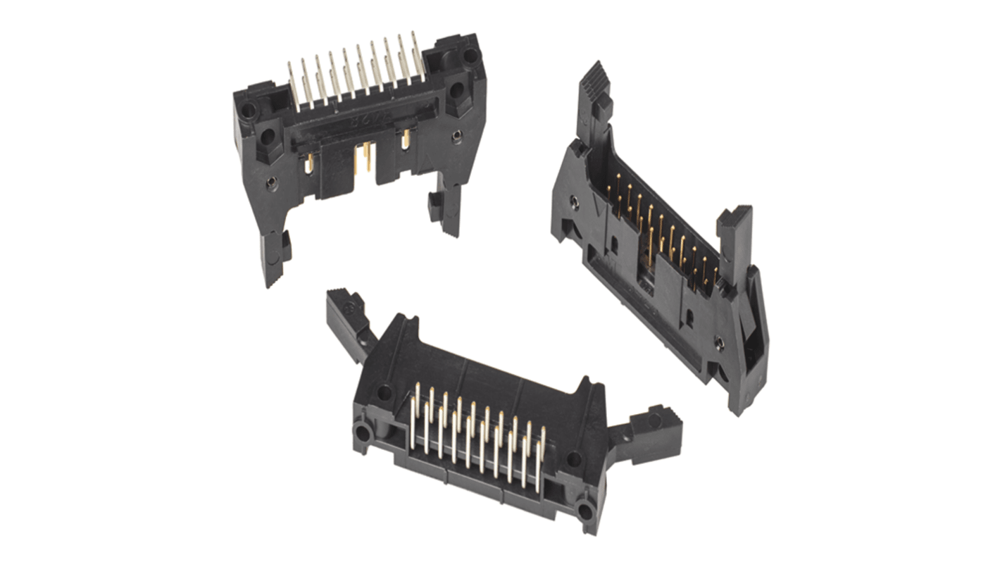3M 3000 Series Right Angle Through Hole PCB Header, 26 Contact(s), 2.54mm Pitch, 2 Row(s), Shrouded