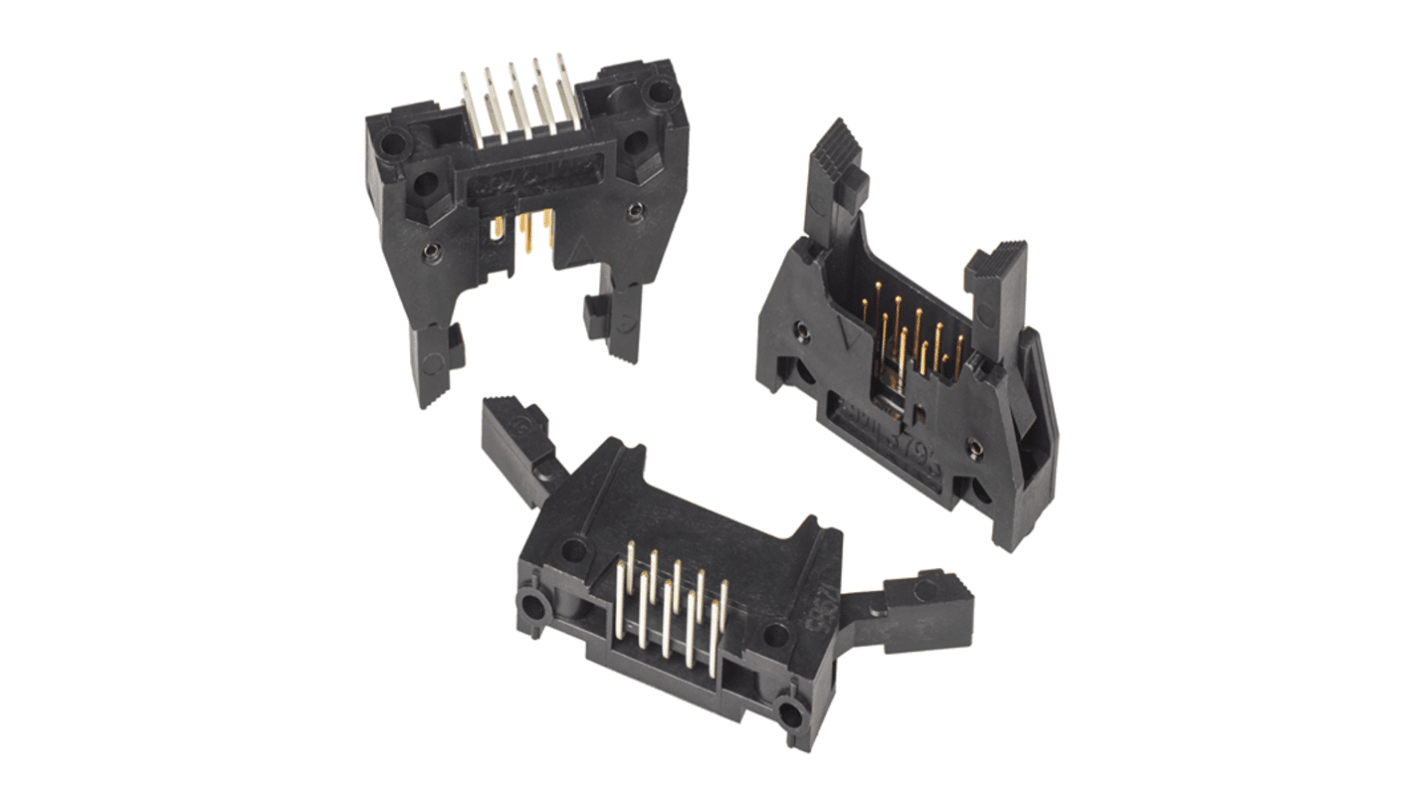 3M 3000 Series Right Angle Through Hole PCB Header, 10 Contact(s), 2.54mm Pitch, 2 Row(s), Shrouded