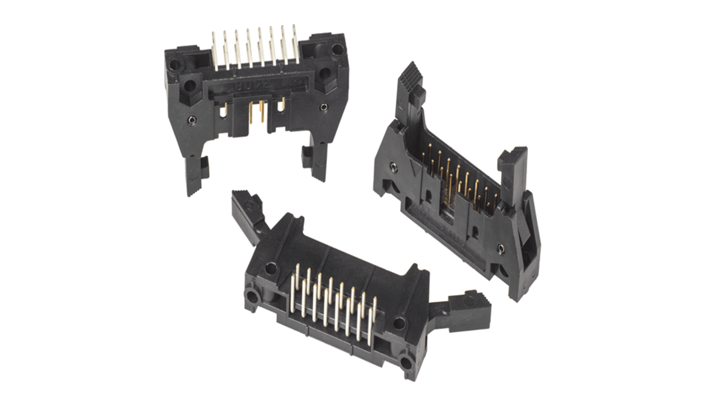 3M 3000 Series Right Angle Through Hole PCB Header, 14 Contact(s), 2.54mm Pitch, 2 Row(s), Shrouded