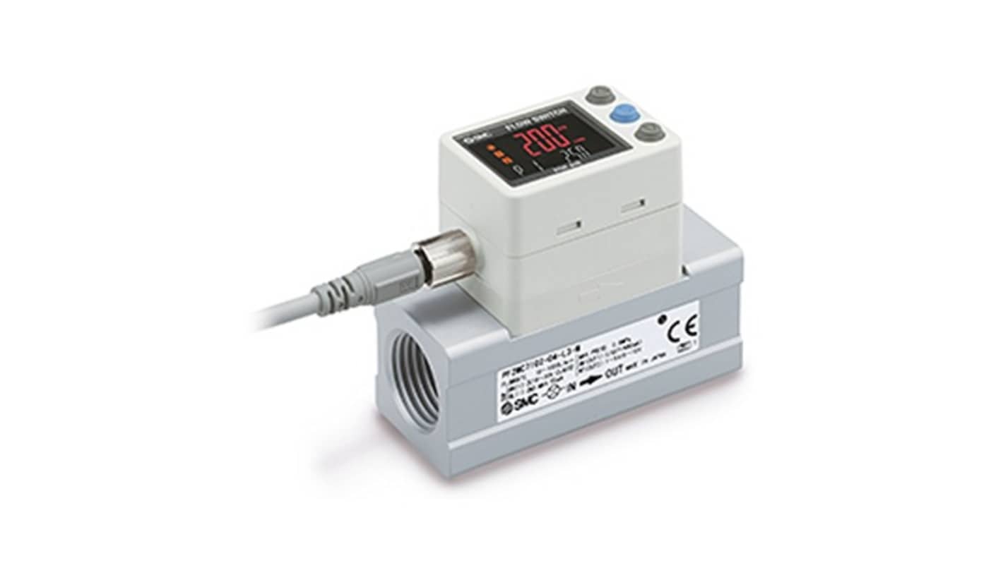 SMC PF2MC Series Digital Flow Switch Flow Sensor for Air, 5 L/min Min, 500 L/min Max