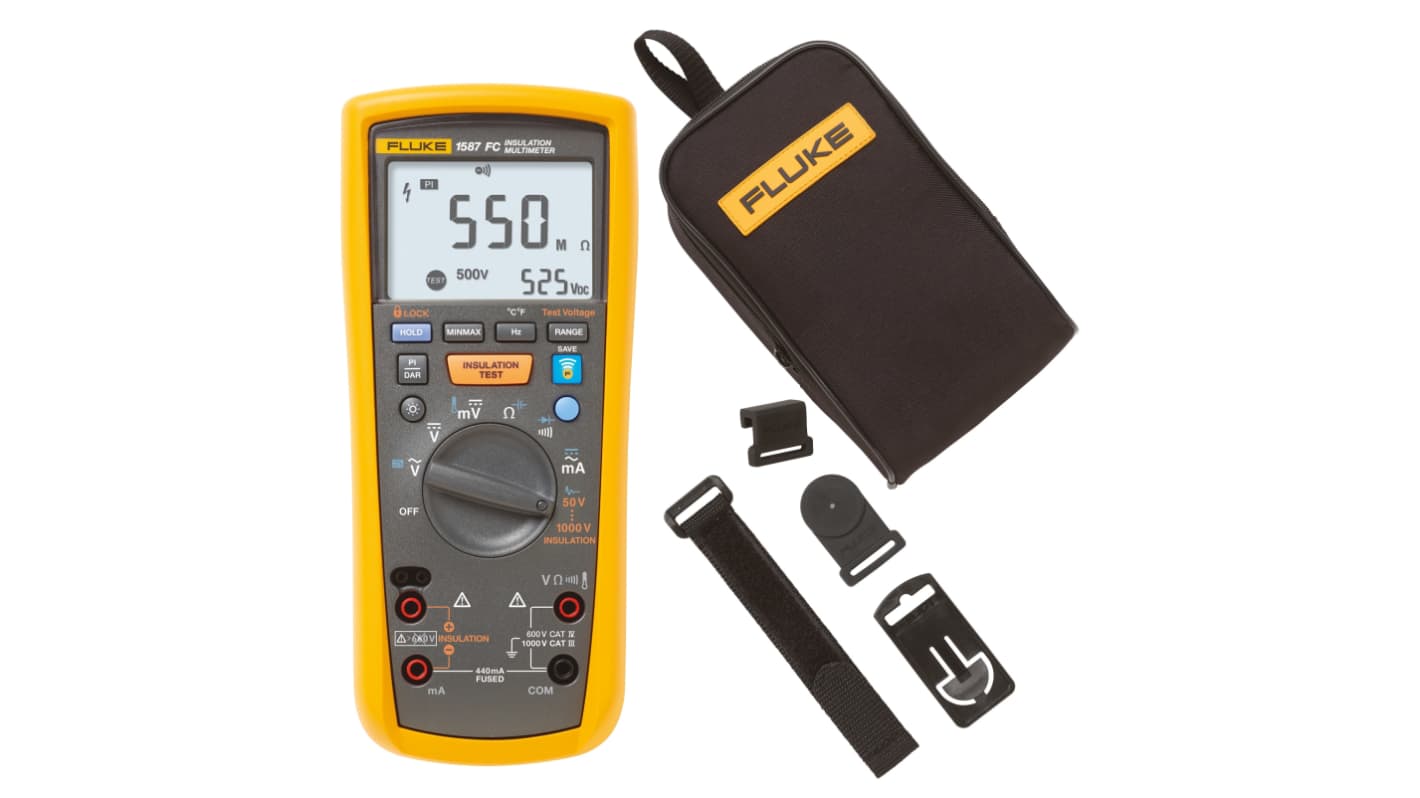 Fluke 1587FC/TPAK/C25 Insulation Multimeter, 50V Min, 1000V Max, CAT IV - RS Calibration
