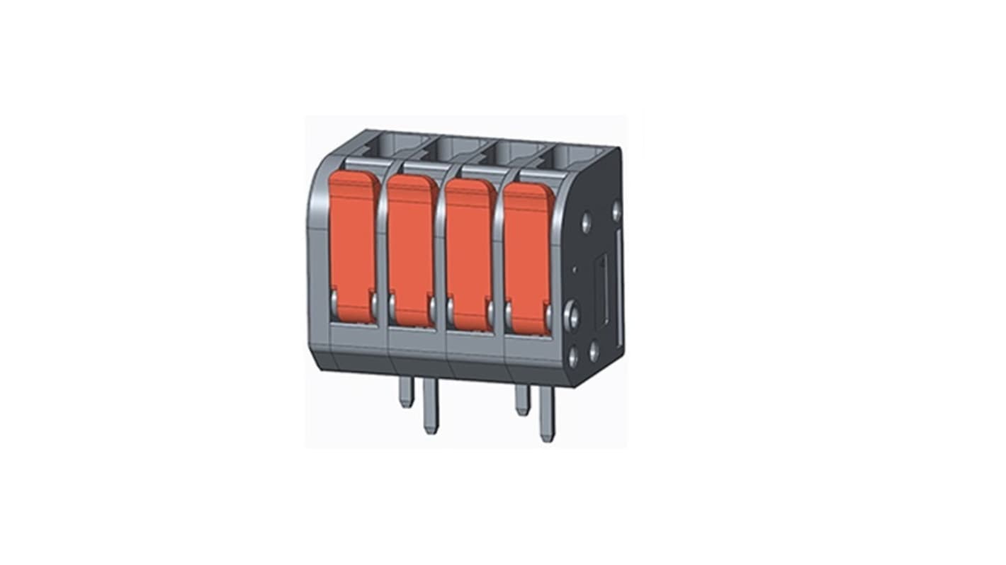 Amphenol Industrial QT03AFI83V0000G Series PCB Terminal Block, 3-Contact, 5mm Pitch, PCB Mount, 1-Row, Solder Pin