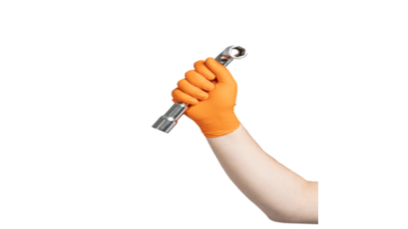 Kolmi Hopen HORNG8 Orange Nitrile Extra Grip Work Gloves, Size M, Nitrile Coating