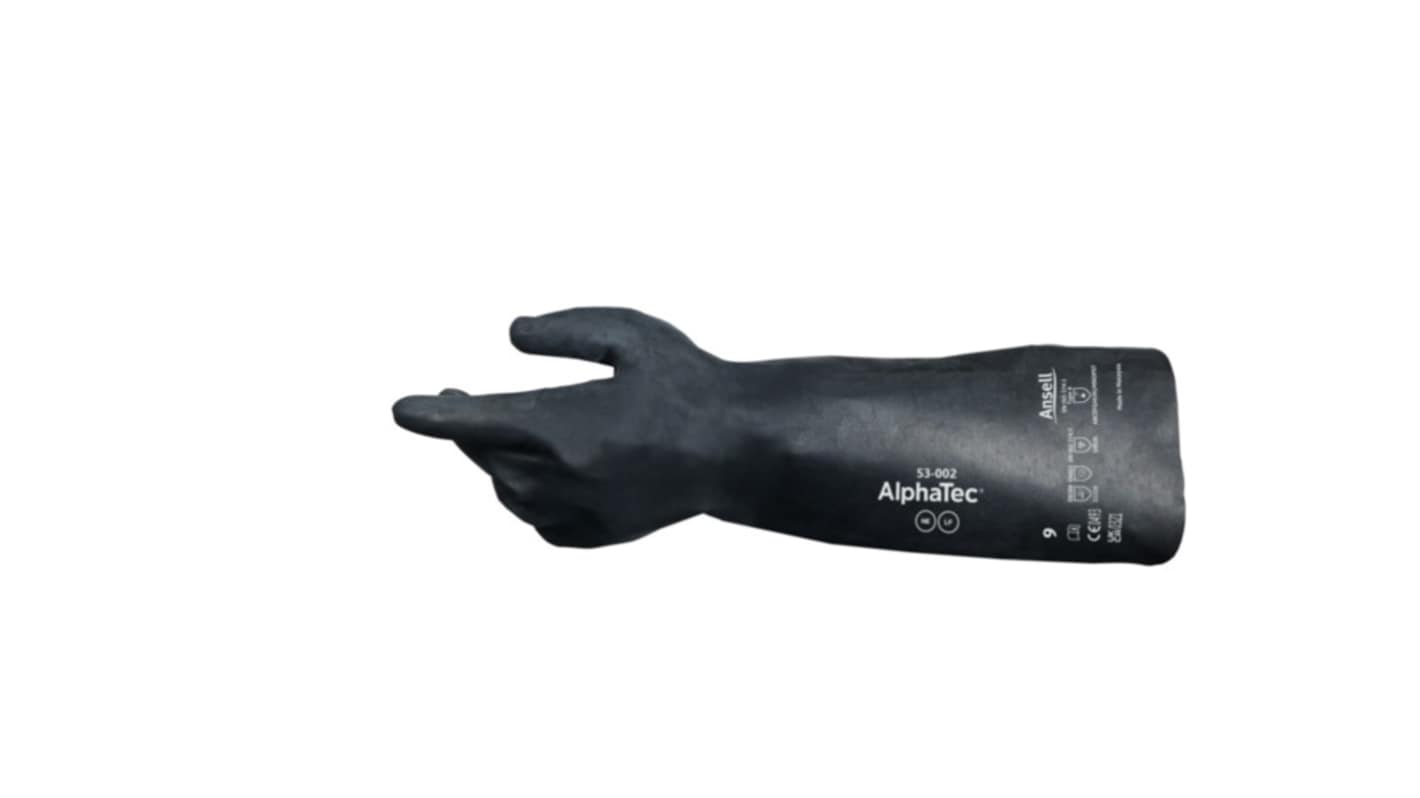Ansell AlphaTec Black HDPE Chemical Resistant Work Gloves, Size 11, Neoprene Coating