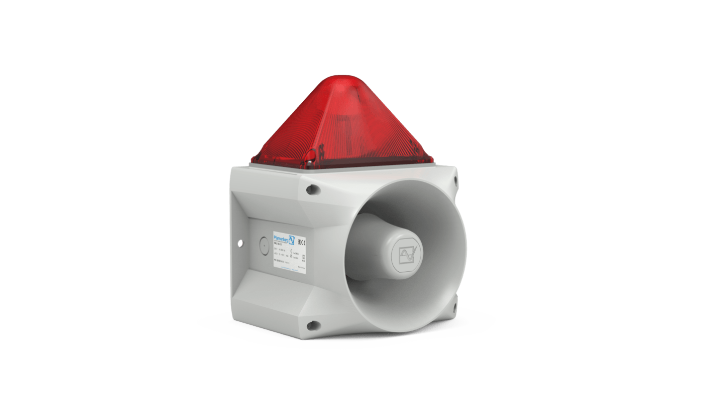 Pfannenberg 警示灯, 24V dc电源, 1米外122dB, IP66, 红色灯罩, PA X系列