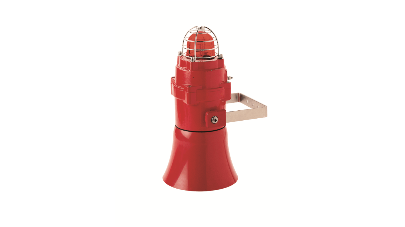 Pfannenberg BEx Series Red Beacon, 230 V ac, IP67, Stainless Steel Bracket, 110dB at 1 Metre