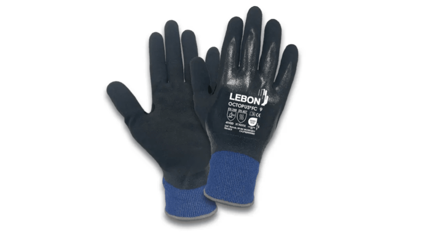 Lebon Protection OCTOPUS/FC Black (Coating), Dark Blue (Liner) Polyethylene Abrasion Resistant, Tear Resistant Work