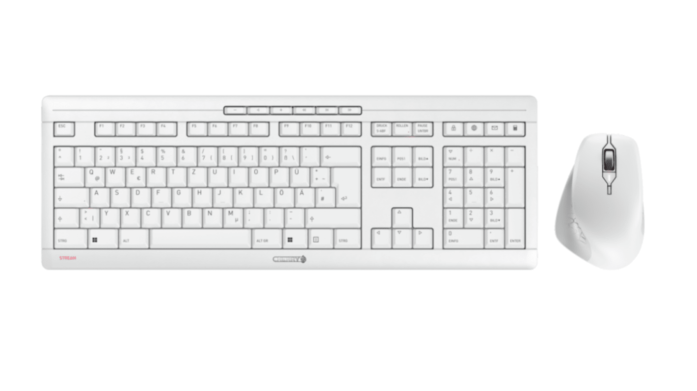 Cherry JD-8550DE-0 Wireless Ergonomic Keyboard & Mouse Set, QWERTZ, White