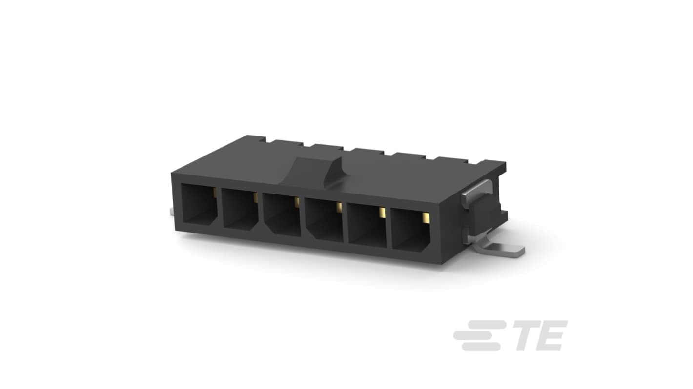 TE Connectivity Micro MATE-N-LOK Series Right Angle Board Mount PCB Header, 6 Contact(s), 3mm Pitch, 1 Row(s), Shrouded