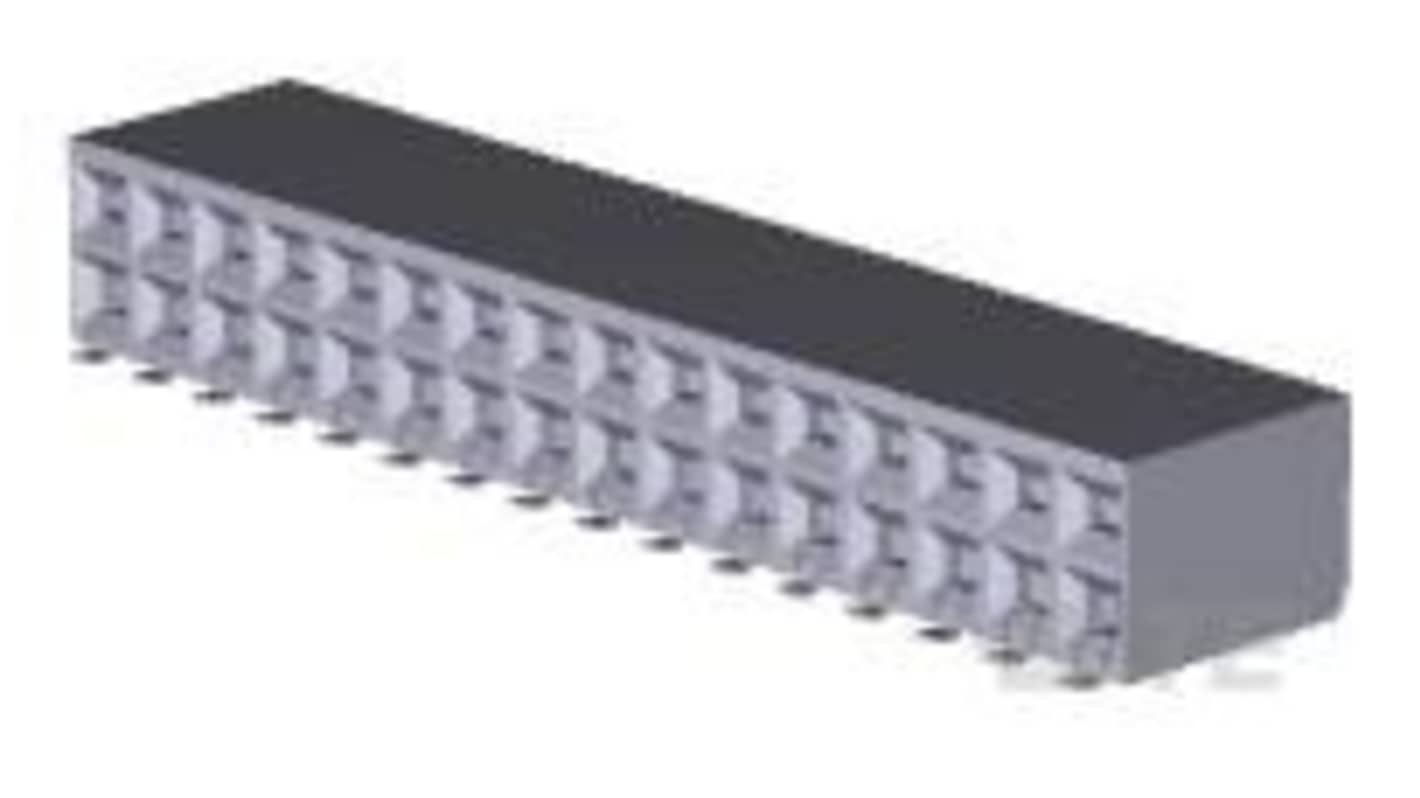 TE Connectivity MODII Series Horizontal Surface Mount PCB Header, 32 Contact(s), 0.1mm Pitch, 2 Row(s), Shrouded