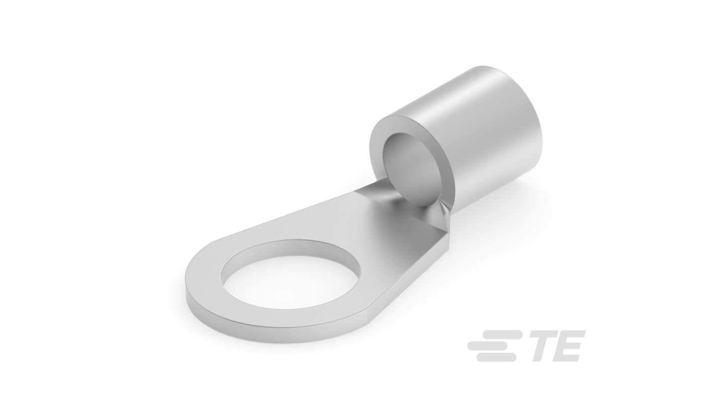 TE Connectivity 2-1377 Silver Uninsulated Receptacle Spade Connector, Ring Terminal