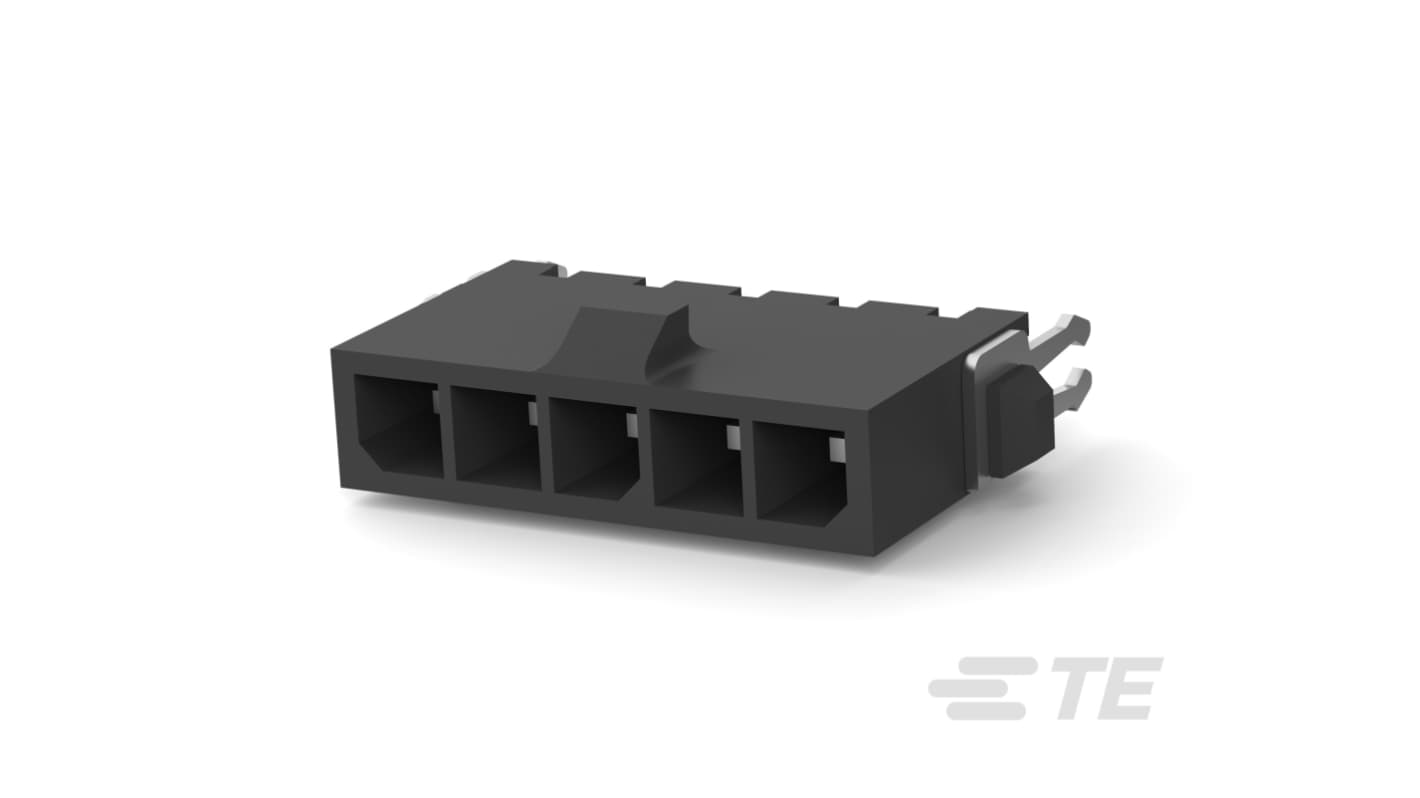 TE Connectivity Micro MATE-N-LOK Series Vertical Board Mount PCB Header, 5 Contact(s), 3mm Pitch, 1 Row(s), Shrouded