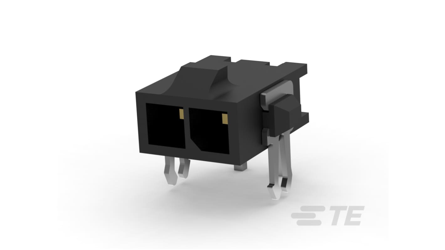 TE Connectivity MATE-N-LOK Series Right Angle Board Mount PCB Header, 2 Contact(s), 3mm Pitch, 1 Row(s), Shrouded
