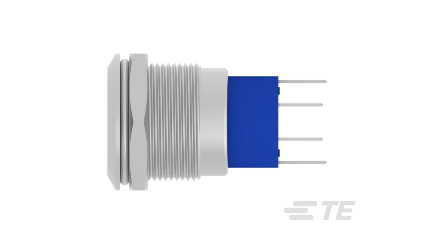 TE Connectivity Alcoswitch AV19 Series Illuminated Push Button Switch, Momentary, Threaded, DPST, Green, Red LED, 250V