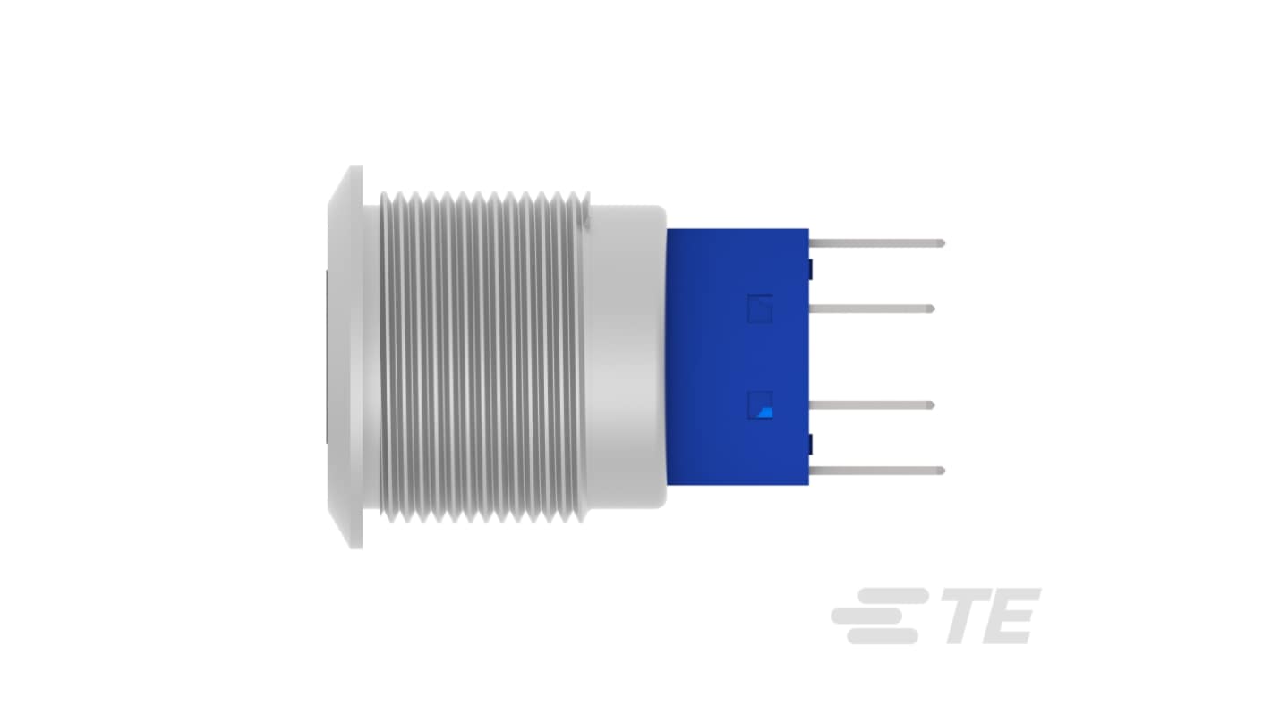 TE Connectivity Alcoswitch AV19 Series Illuminated Push Button Switch, Momentary, Threaded, DPST, Green, Red LED, 250V