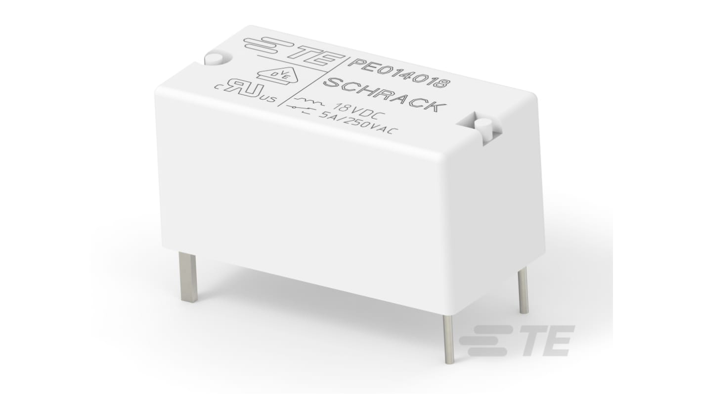 TE Connectivity PE Series Electromechanical Interface Relay, Surface Mount, 18V Coil, SPDT, 1-Pole, 5A Load