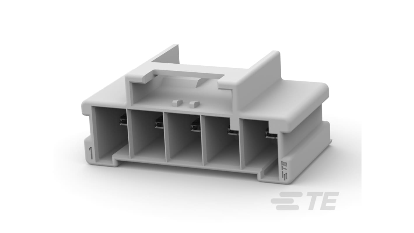 TE Connectivity Power Triple Lock Series Vertical Board Mount PCB Header, 5 Contact(s), 6mm Pitch, 1 Row(s), Shrouded