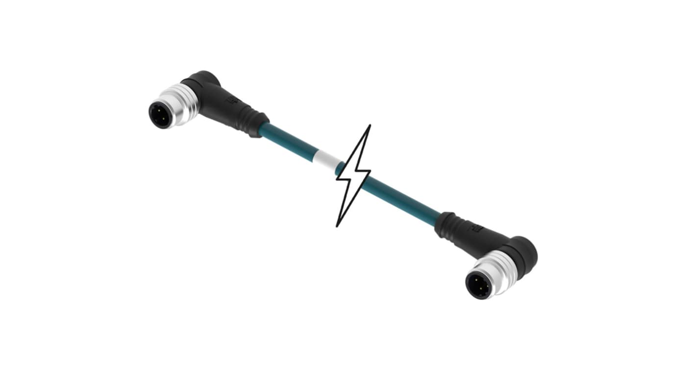 Kabel przemysłowy konfekcjonowany ze złączem Złącze M12 liczba rdzeni 4 długość 3m Rodzaj A Męskie Złącze B Złącze M12