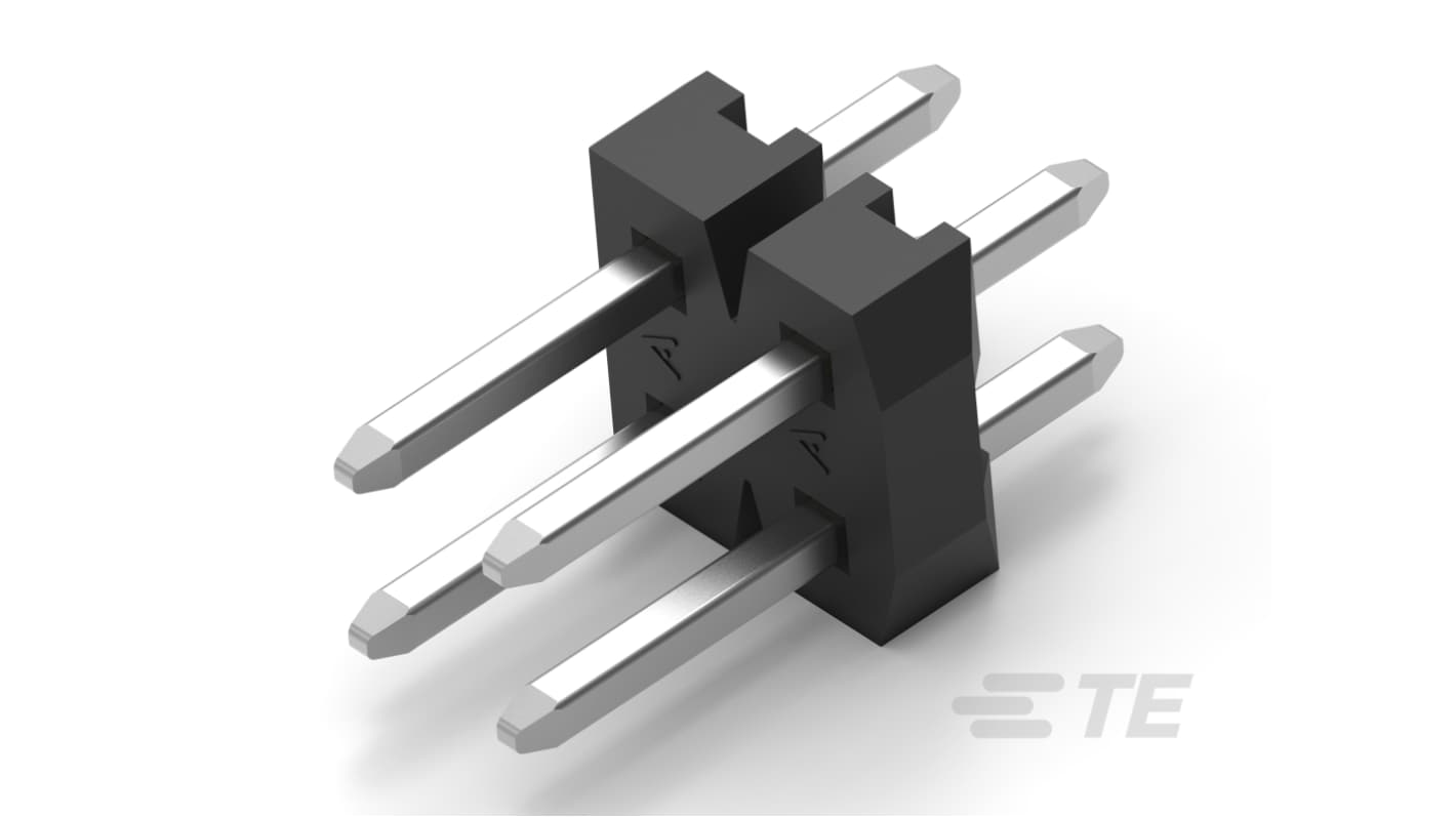 TE Connectivity AMPMODU Series Vertical PCB Mount PCB Header, 4 Contact(s), 2mm Pitch, 2 Row(s), Unshrouded
