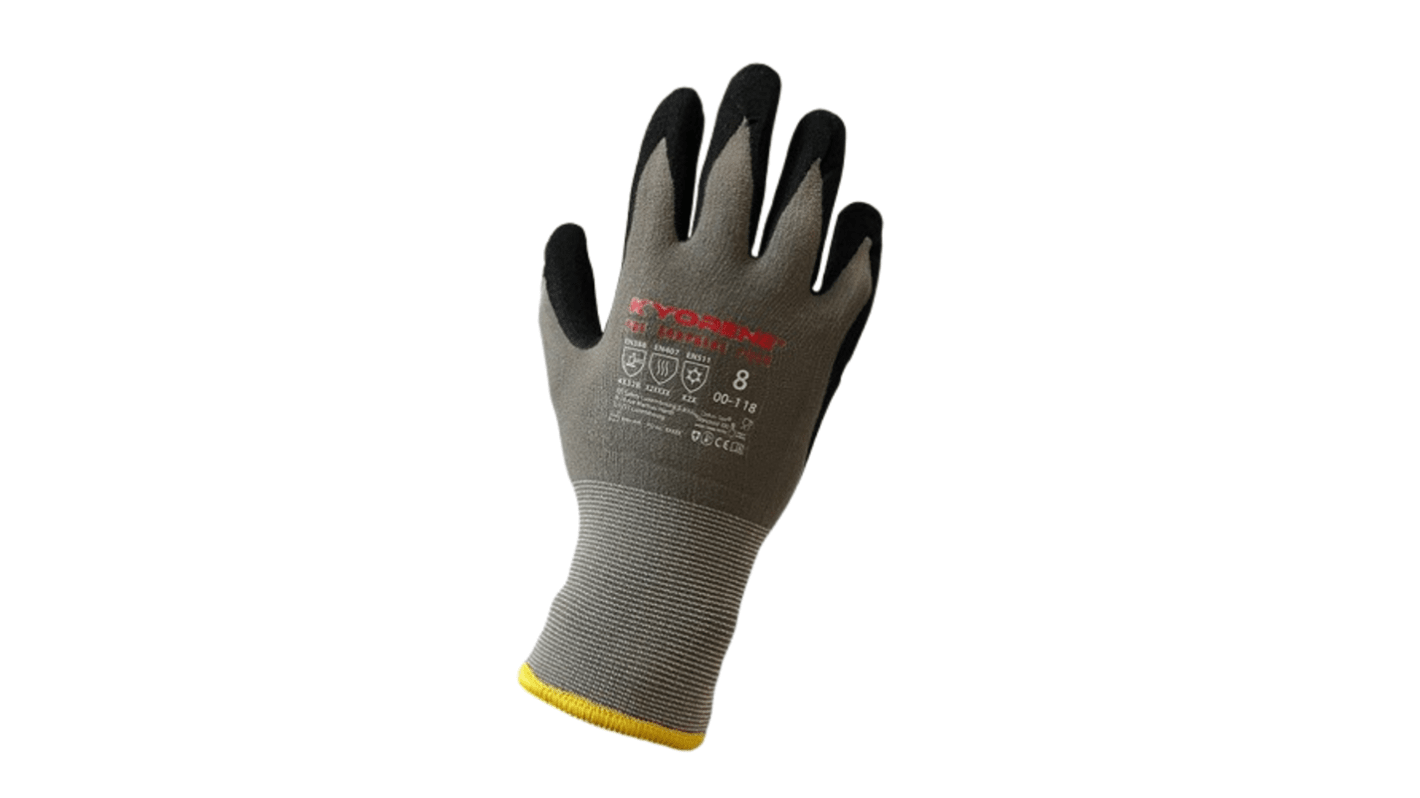 KYORENE 00-118 Grey Graphene Abrasion Resistant Work Gloves, Size 9, Nitrile Micro-Foam Coating