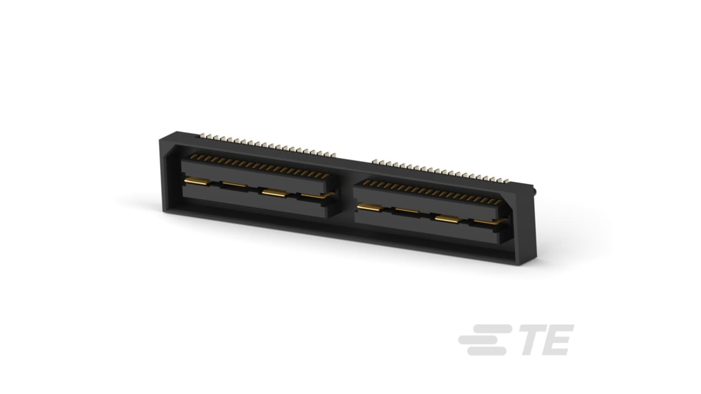 TE Connectivity 2-1658 Series Vertical Board Mount PCB Socket, 80-Contact, 2-Row, 0.8mm Pitch, Through Hole Termination