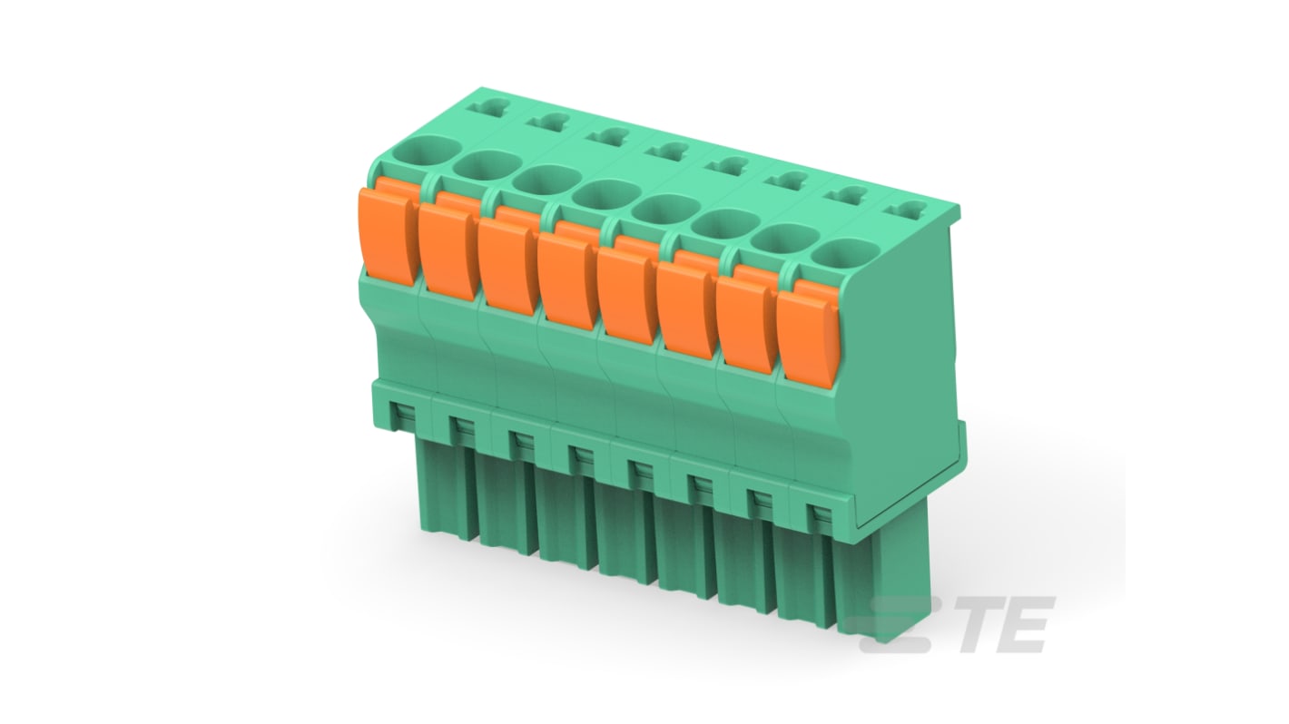 TE Connectivity, 3.5mm Pitch, Buchanan, 8 Way, Vertical, Pluggable Terminal Block, Plug, Board Mount, Push In