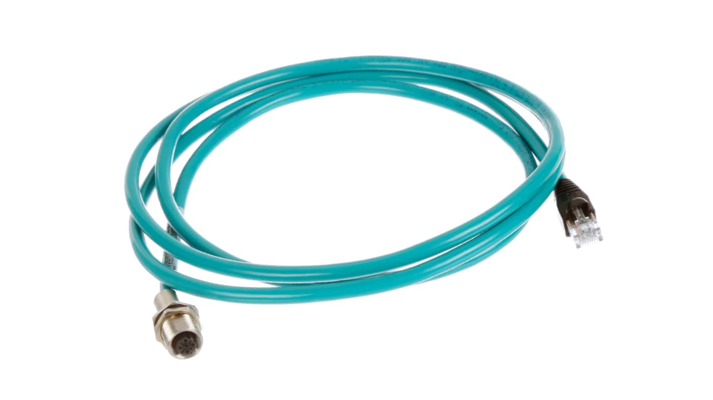Molex130058, 1m, Blue M12 to Female RJ45 Male, Unshielded Unshielded, Terminated PVC Sheath