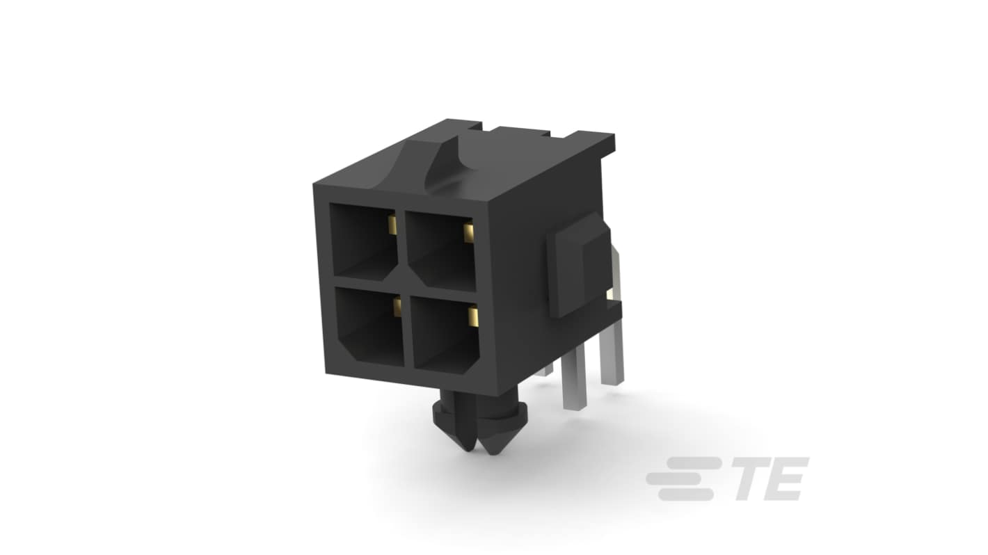TE Connectivity MATE-N-LOK Series Right Angle Board Mount PCB Header, 4 Contact(s), 3mm Pitch, 2 Row(s), Shrouded