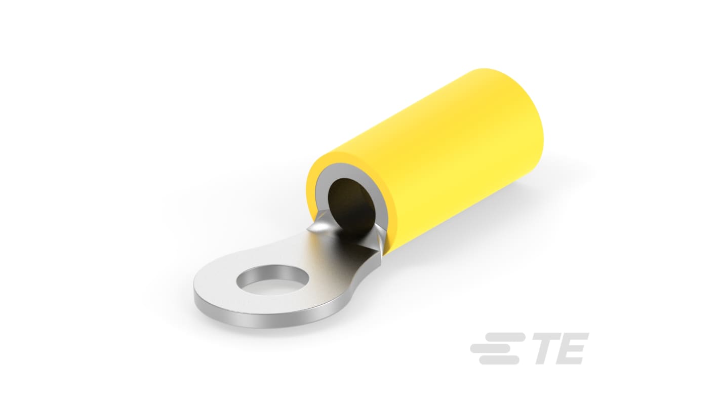 TE Connectivity 1377173 Yellow Insulated Receptacle Spade Connector, Closed Ring Tongue Terminal