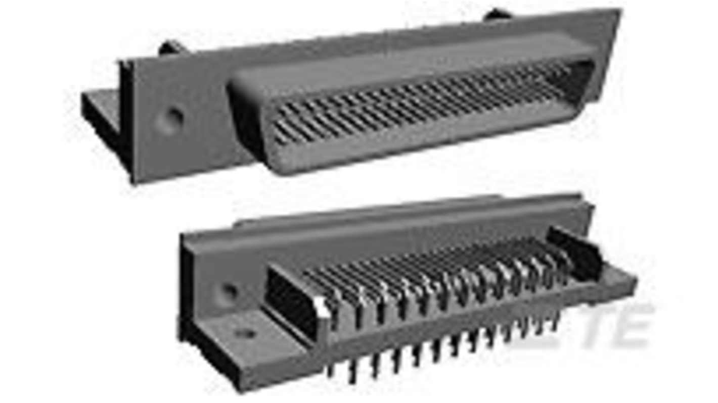 TE Connectivity 74908 100 Way Right Angle Board Mount D-sub Connector Plug, 1.27mm Pitch, with 4-40 UNC, Threaded Insert