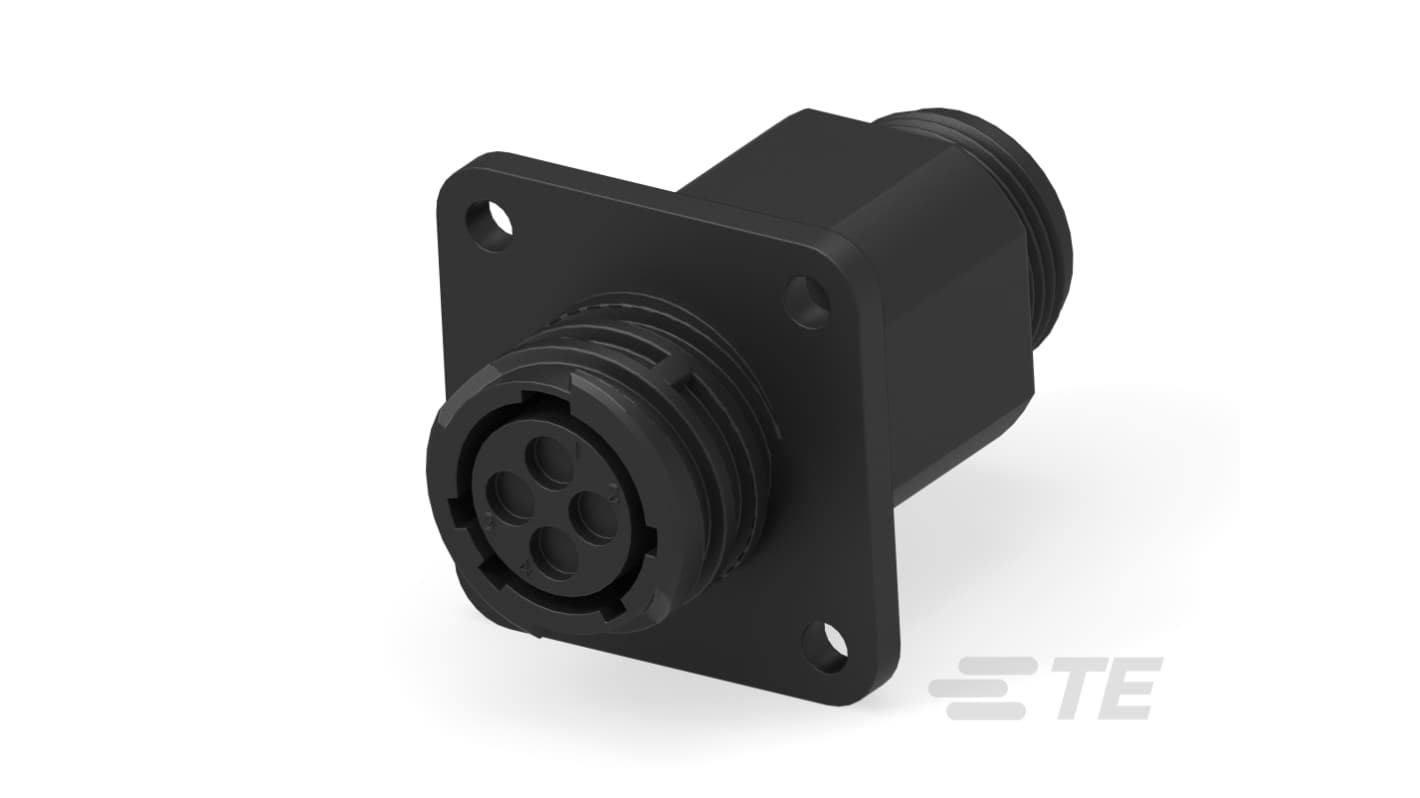 TE Connectivity 紧凑型电源连接器插座, 4, 600V, 电缆, 面板安装, 插入式、螺钉拧紧端接, 1977系列