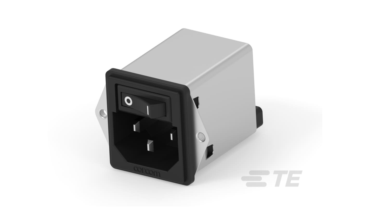 TE Connectivity 10A, 250 V ac Panel Mount IEC Filter 2-1609114-5, Faston