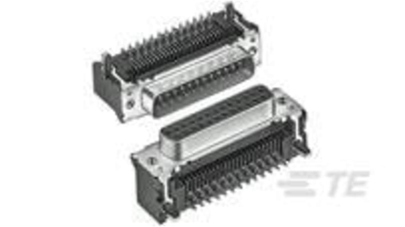 TE Connectivity 2-139 9 Way Right Angle Board Mount D-sub Connector Socket, 2.74mm Pitch, with Screw Holes