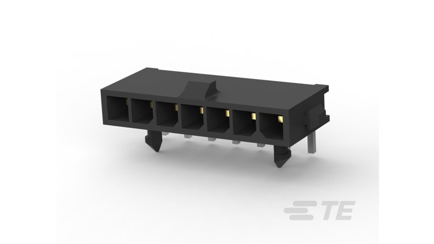 TE Connectivity Micro MATE-N-LOK Series Right Angle Board Mount PCB Header, 7 Contact(s), 3mm Pitch, 1 Row(s), Shrouded