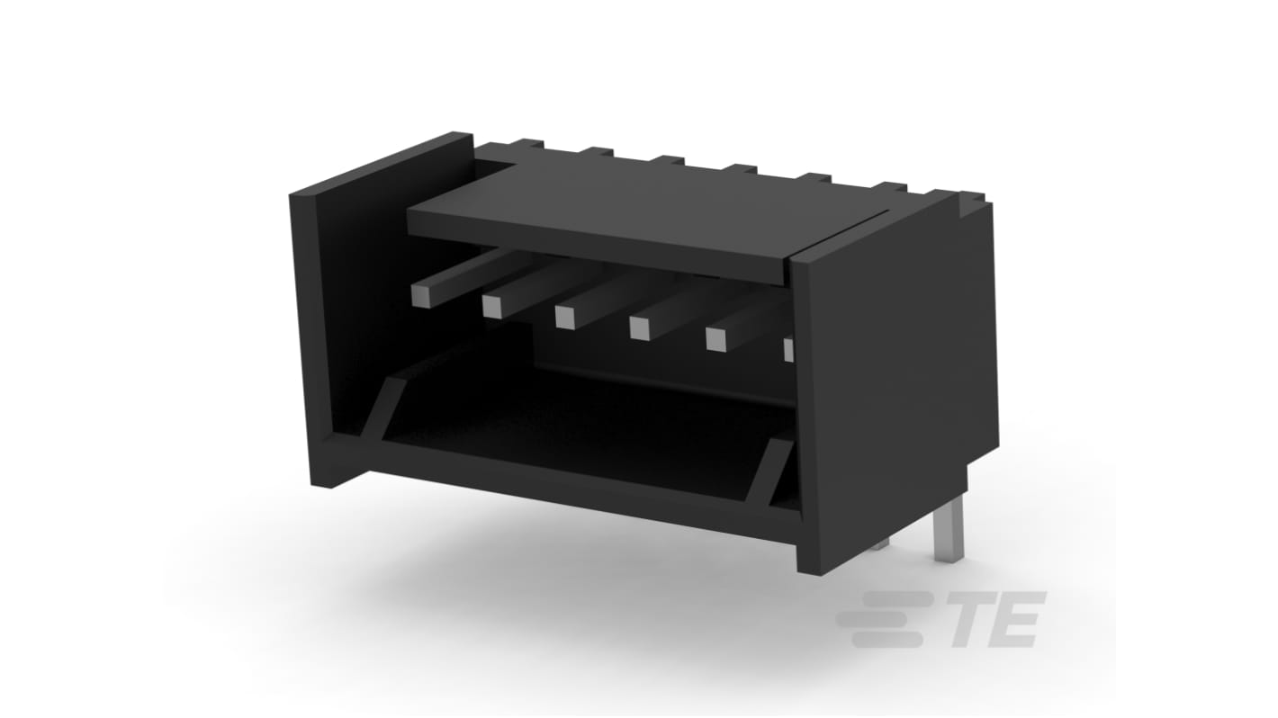 TE Connectivity MTA 100 Series Right Angle Board Mount PCB Header, 6 Contact(s), 2.54mm Pitch, 1 Row(s), Shrouded