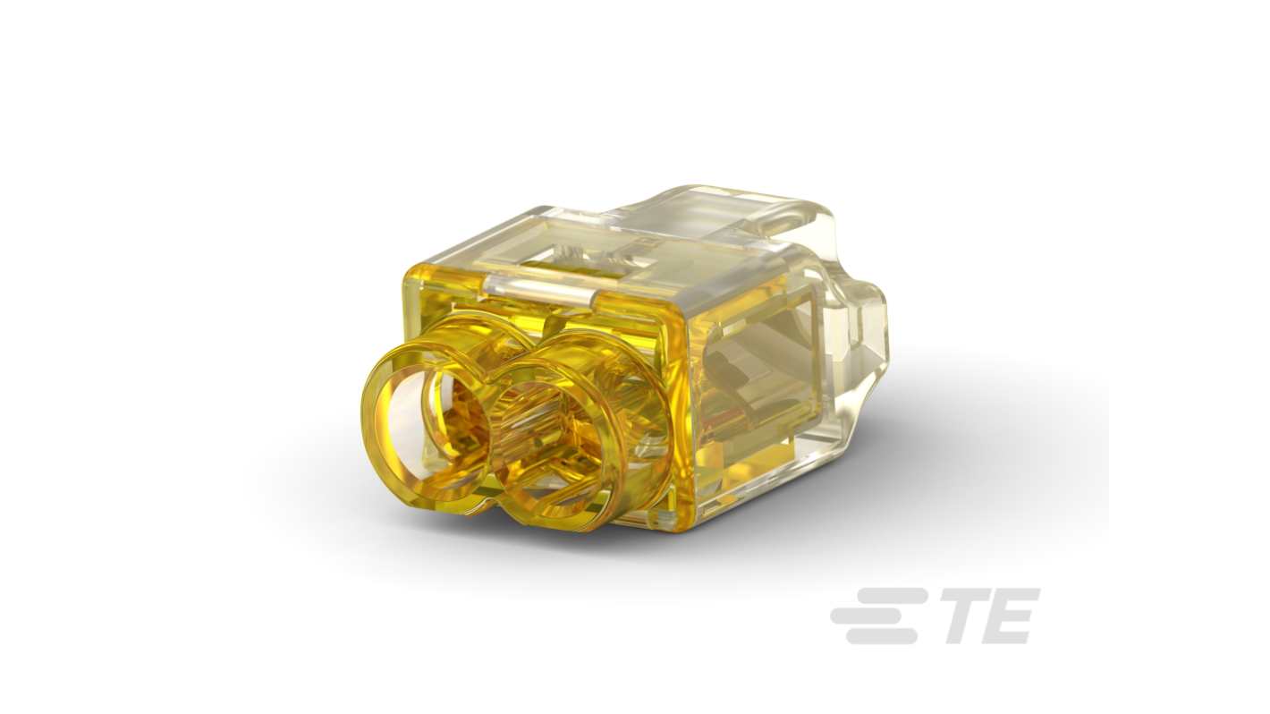 TE Connectivity Push Splice Push Grip Yellow Insulated Spade Connector, Closed End Splice