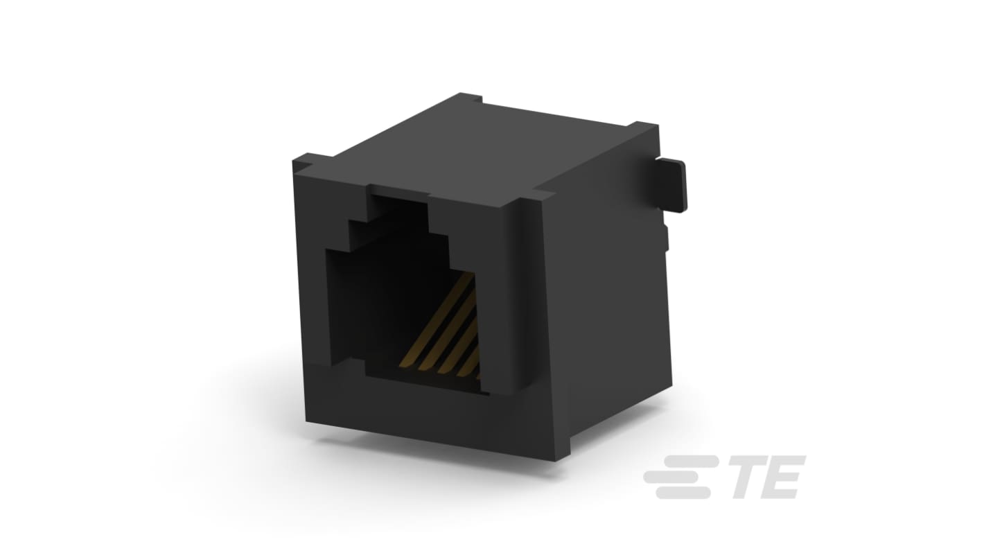 TE Connectivity 1-1734 Series Male RJ25 Connector, Board Mount, Cat3 Vertical 1 Port 6 -Way
