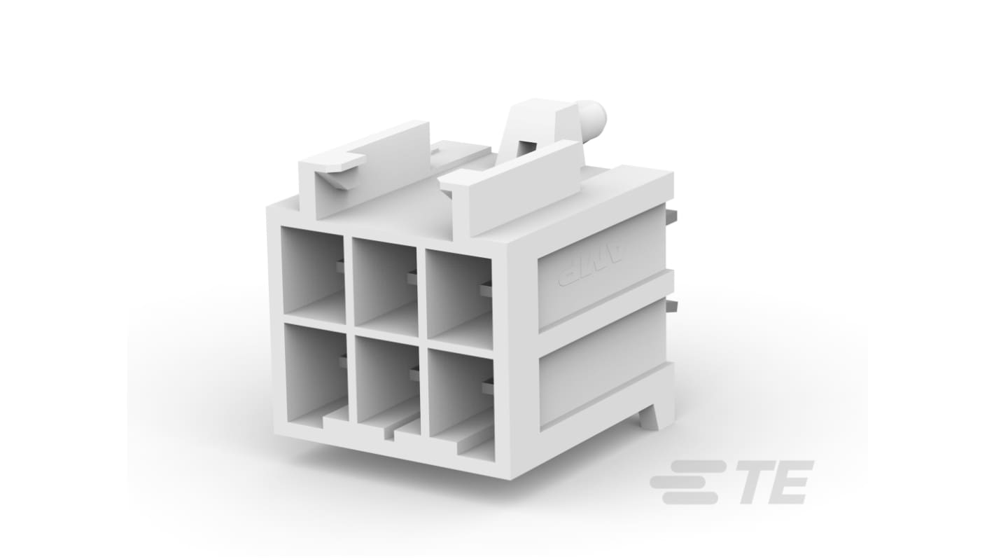 TE Connectivity Power Double Lock Series Vertical Board Mount PCB Header, 6 Contact(s), 3.96mm Pitch, 2 Row(s), Shrouded