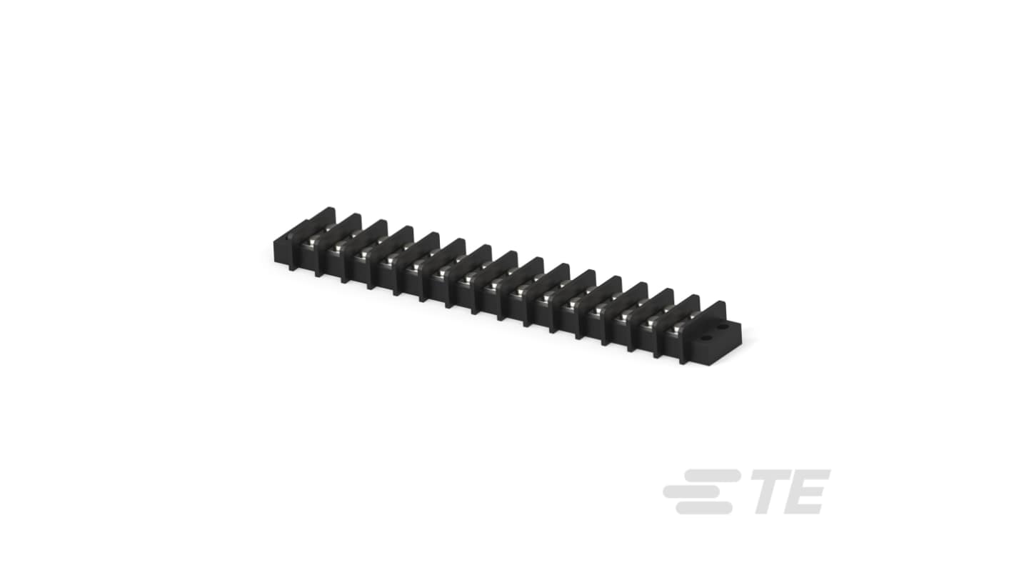 TE Connectivity Barrier Strip, 15 Contact, 0.43mm Pitch, 1 Row, 25A, 300 V