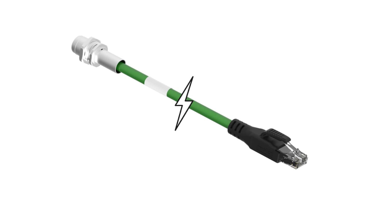 Kabel przemysłowy konfekcjonowany ze złączem Złącze M12 liczba rdzeni 4 długość 1m Rodzaj A Męskie Złącze B RJ45