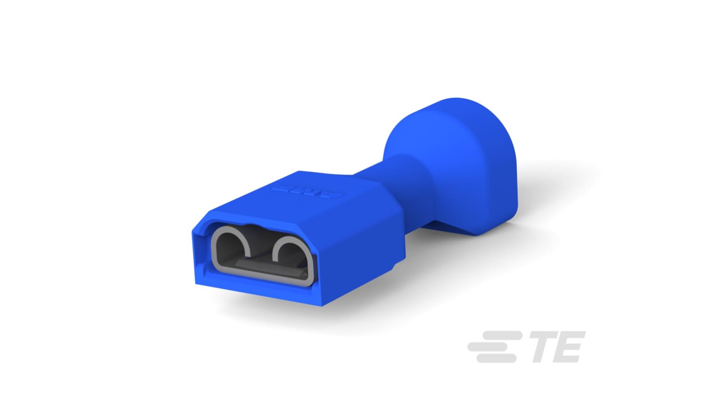 TE Connectivity Ultra-Fast 250 Blue Insulated Receptacle Spade Connector, Quick Disconnect Receptacle, 6.35 x 0.81mm