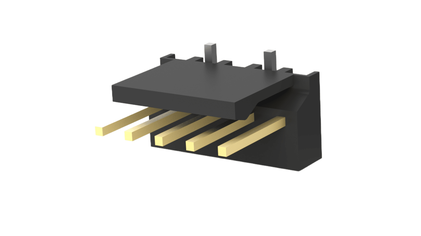 TE Connectivity MTA 100 Series Vertical Board Mount PCB Header, 5 Contact(s), 2.54mm Pitch, 1 Row(s), Shrouded